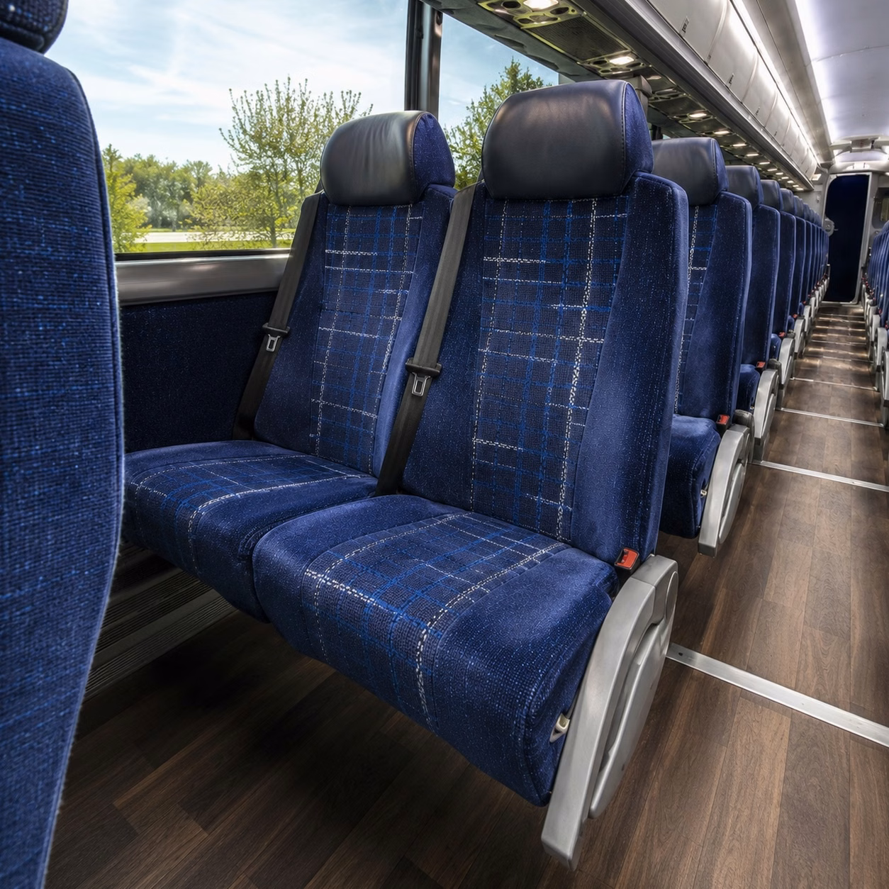 56 passenger charter bus inside